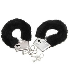 manette in lega leggera metal handcuffs con pellicciotto nero