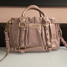 Borsa a mano Miu Miu Vitello Shine manico superiore con/tracolla malva 