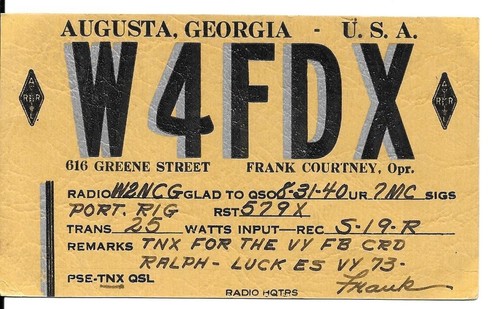 Scheda radio qsl 1940 augusta - qsl,