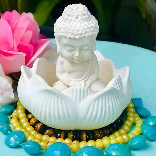 Statua buddha fiore loto - statua,