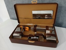 Antico Set Toilette da Viaggio Vintage Cuoio Necessaire Uomo