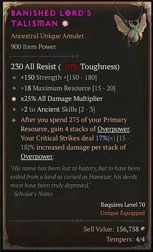 Banished lord talisman 2 - lord's, +2