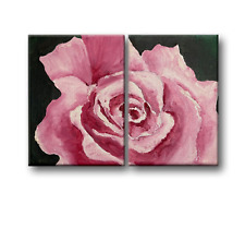 rosa dipinto ad olio su set 2 tele