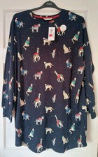 M&S Prezzo consigliato £18 Natale Famiglia Pigiama Animali Navy Camicia da Notte Taglia L Nuovo con etichette