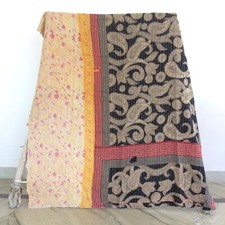 Copriletto Vintage Etnico Kantha Lancio Singolo Indiano 1 Pz Rally Gudari