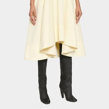 Stivali donna nuovi maglia zip laterale tacco alto punta quadrata pelle bovina stivali alti 