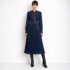 Karen Millen Navy Pleated Midi
