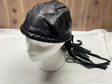 Cappellino teschio pelle goffrata Harley Davidson vintage anni 90 avvolgente testa Durag taglia XL