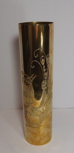 Vaso vintage cilindrico ottone - vaso,