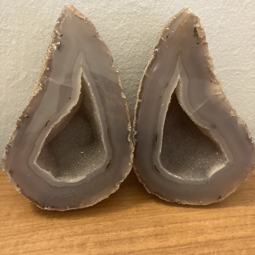Natural agate geode pair - agate,
