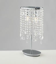 Lampada moderna in metallo cromo con pendenti in cristallo per camera da letto