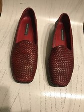 Sesto Meucci Florance Italy Woven Burgendy Leather Loafers 