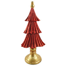 Albero rosso oro in poliresina
