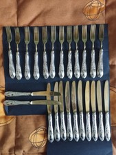 Set Di Posate Da Dolci Solingen, Vintage In Argento 800 e ottone.