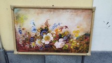 Quadro olio su tela soggetto fiori 1971 misure con cornice 79 x 49 cm