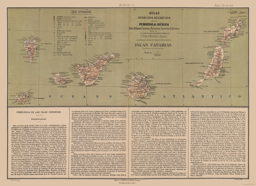 Mappa storica isole canarie - storica,