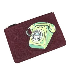 Borsa Fendi Clutch 7N0078 in pelle bordeaux vintage autentica