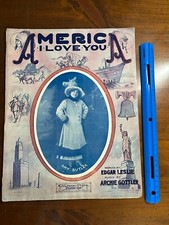 Antico spartito musicale epoca prima guerra mondiale America ti amo Amy Butler 1915 vintage grande formato