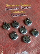 Charms, ciondoli, made with love, cuore, heart, 7 pezzi.