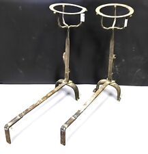 Coppia Antichi Alari In ferro Forgiato Per Camino