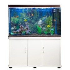 Acquario 300 Litri con Armadietto Bianco e Kit con Piante e Ghiaia Naturale