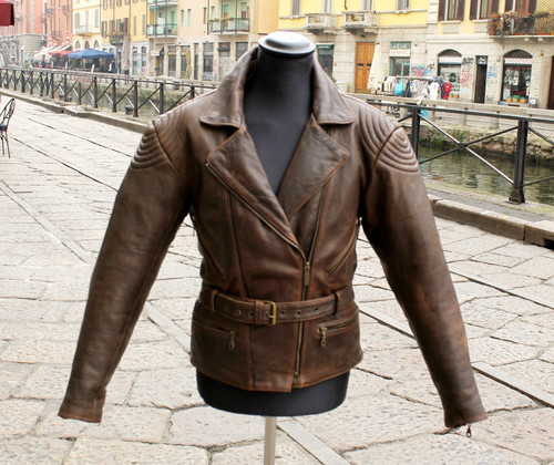 Giacca pelle moto vintage - giacca,