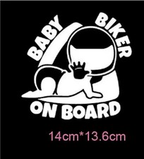 Sticker Adesivo "Baby Biker on Board" Frontale Nero Decal Vinile 14cm x 13.6cm
