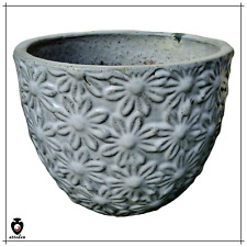Vaso in ceramica bianco da esterno interno giardino portavaso rotondo per fiori