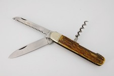 Coltello tascabile da caccia Hubertus, Solingen, 3 pezzi, ottime condizioni #T24