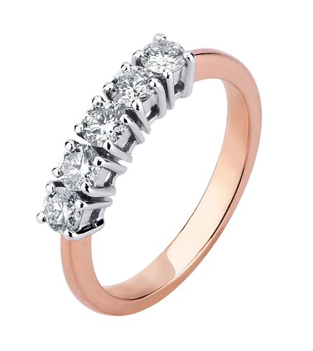 Anello fedina oro rosa e - in,