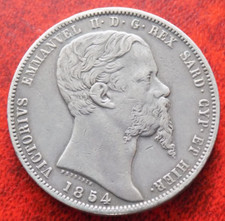 5 Lire 1854 zecca di Genova Vittorio Emanuele II Regno di Sardegna 1849-1861