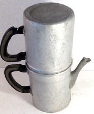 ANTICA CAFFETTIERA NAPOLETANA-MUNDUS-ALLUMINIO-MANICI IN BACHELITE-VINTAGE-USATA