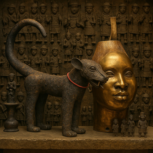 Benin bronzo leopardo - , 15”