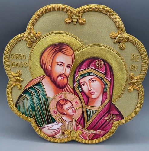Icona sacra famiglia ricamata - icona,