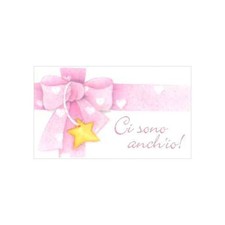 100 PZ Bigliettini bigliettino bomboniera BAMBINA FIOCCO NASCITA ROSA 08JF