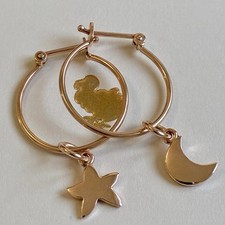 Dodo Pomellato Orecchini Anelle Cerchi Oro Rosa Ciondolo Stella Luna Originali