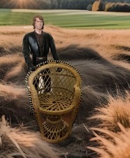 Sedia vintage vimini pavone