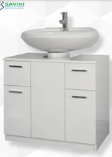 Mobile Bagno da Arredo Copricolonna Universale Sottolavabo 70 cm Bianco Lucido