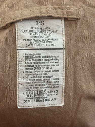Tuta desert tan cwu nomex - tuta,