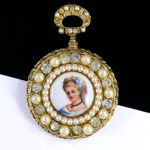 Spilla orologio finto vintage - spilla,