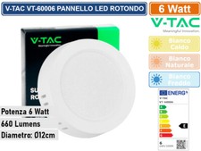 V-TAC VT-60006 PANNELLO LED ROTONDO 6W SMD DA PARETE CON DRIVER
