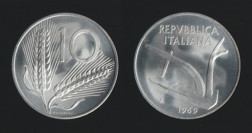 Lire 1969 spighe aratro - 1969,