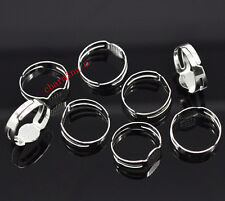 Offerta! 10pz base per anello  regolabile 18mm, fit 8mm bijoux  colore argento 