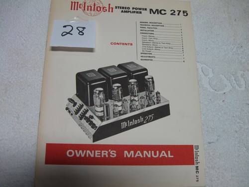 Mcintosh 275 manuale - mcintosh, mc-275