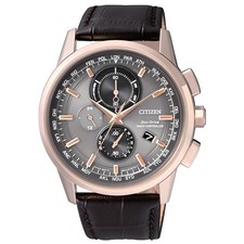 Orologio uomo Citizen radiocontrollato AT8113-12H pelle marrone placcato oro