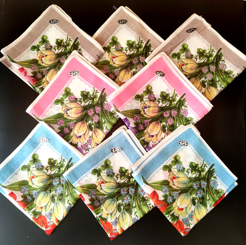 Vintage stofftaschentucher - 8x,