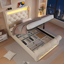 Letto Imbottito 90X200Cm Con Porte USB E Type-C,Letto Contenitore Idraulico,Lett