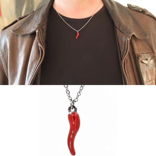 Collana corno rosso acciaio - rosso,