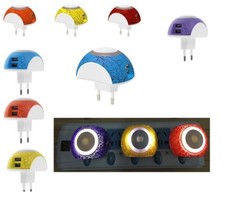 PUNTO LUCE LED NOTTURNA TOUCH USB LAMPADA LUMINO ALIMENTATORE 2.1A SMARTPHONE