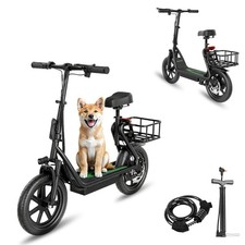 AOVOPRO Electric Scooter Adults Foldable Scooter - Seat & Carry Basket E Mopeds